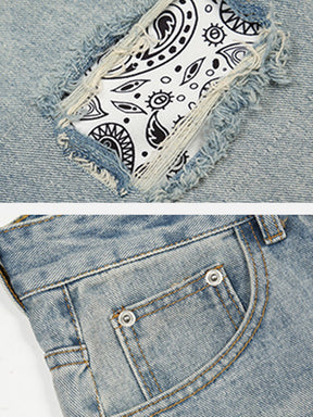 LUXENFY™ - Ripped Cashew Flower Paisley Skinny Jeans luxenfy.com