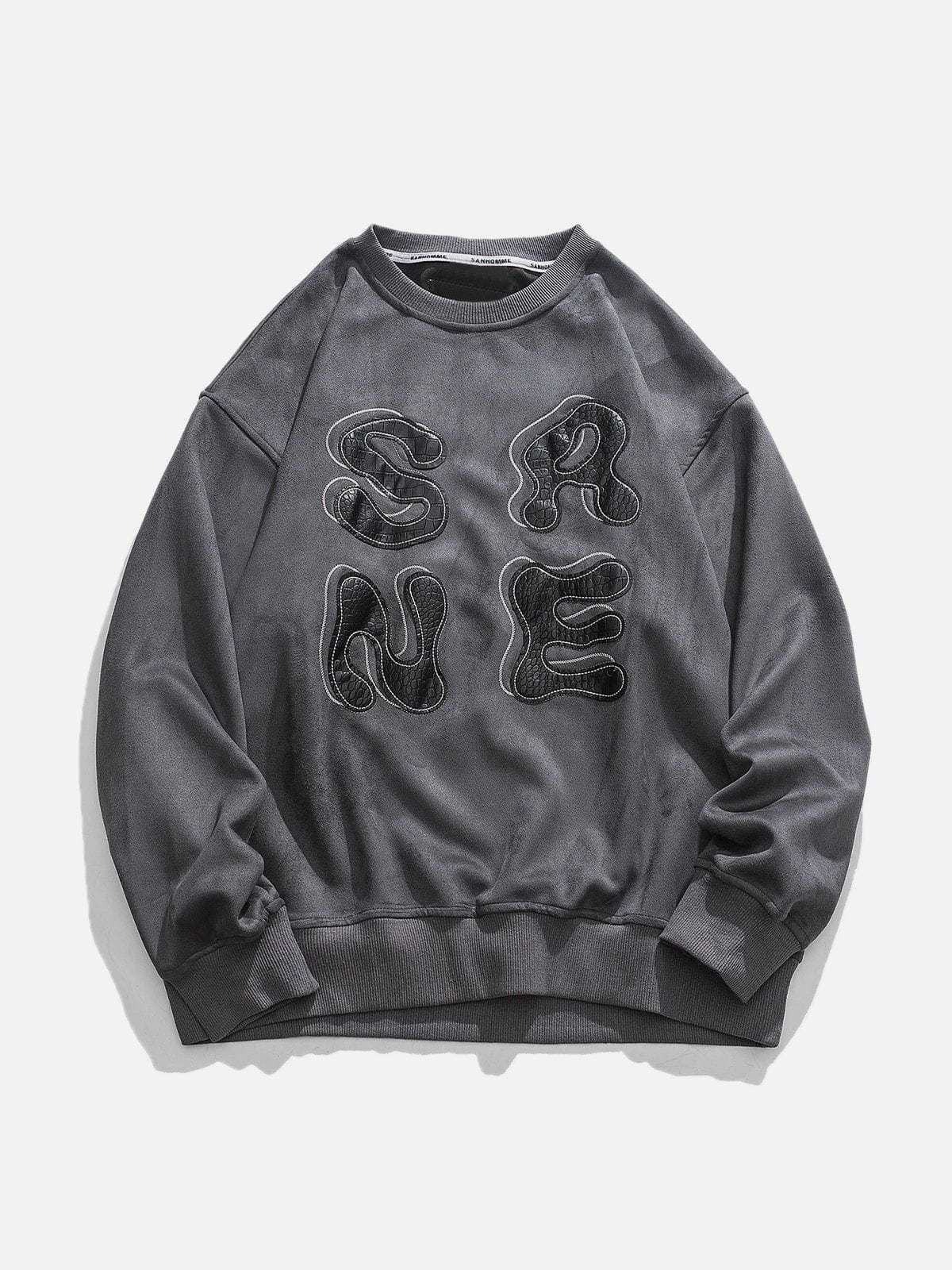 LUXENFY™ - "SRNE" Print Suede Sweatshirt luxenfy.com