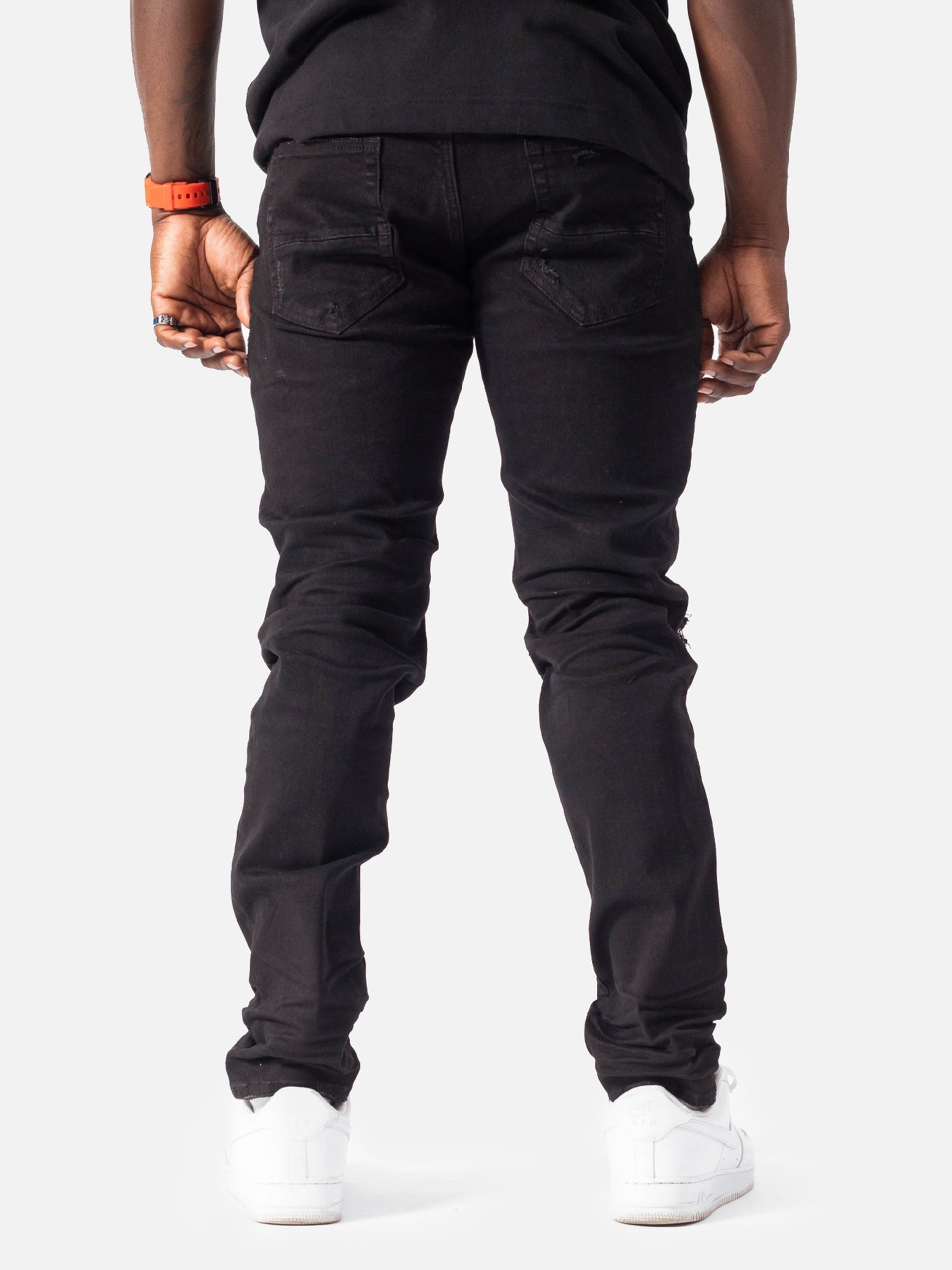 LUXENFY™ - Shredded Panel Leather Jeans luxenfy.com