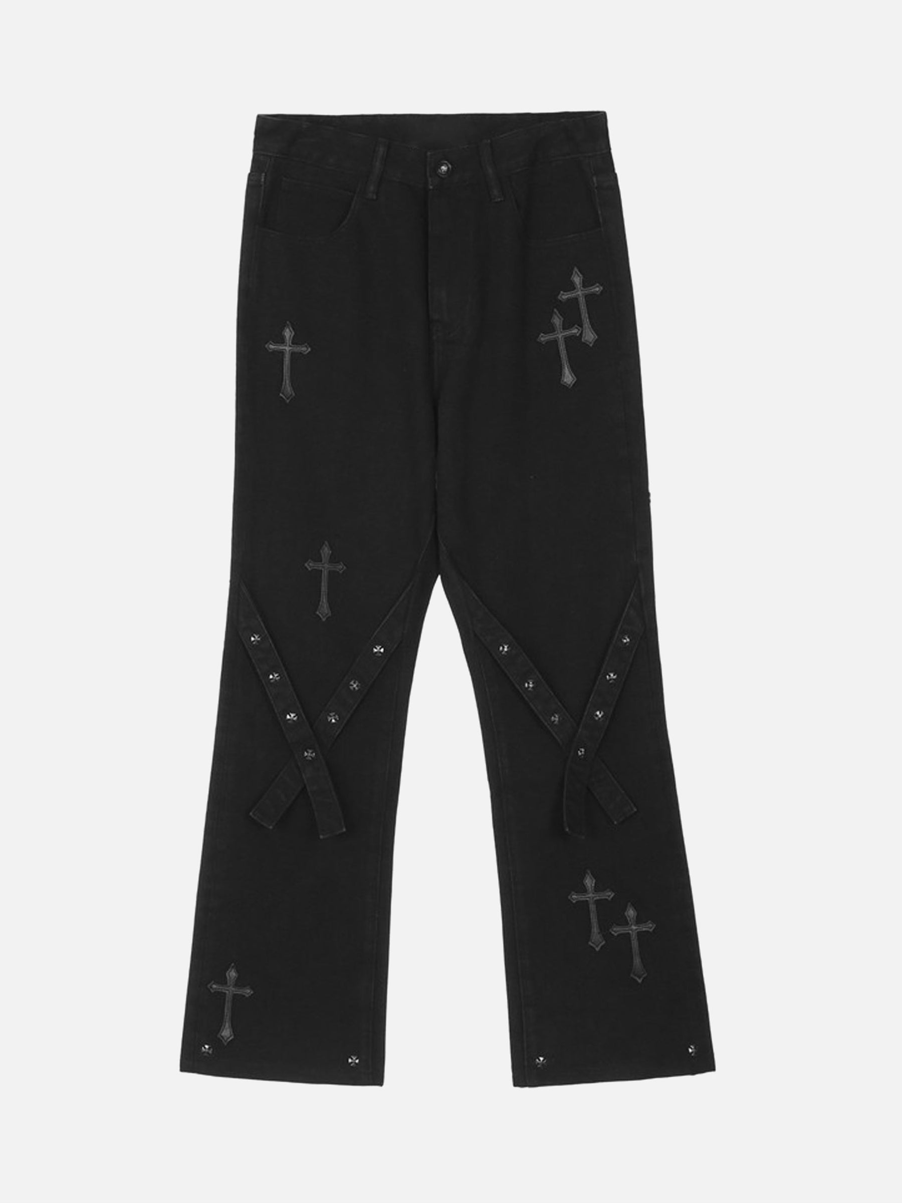 LUXENFY™ - Slim Fit Flared Trousers With Cross Straps luxenfy.com
