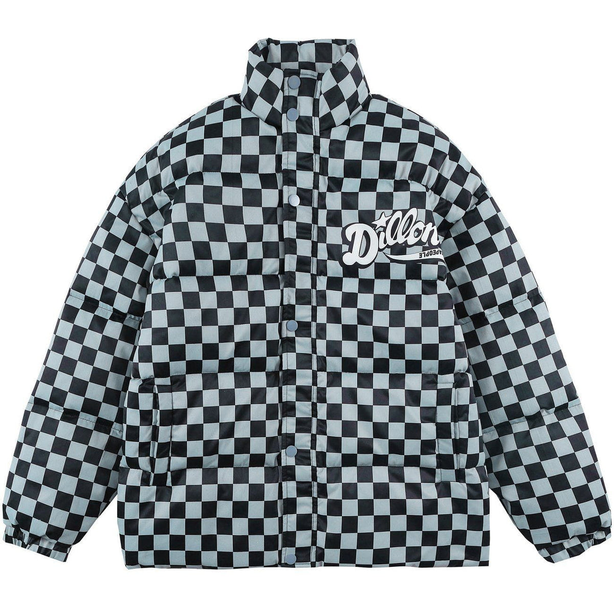 LUXENFY™ - Solid Color Checkerboard Print Puffer Jacket luxenfy.com