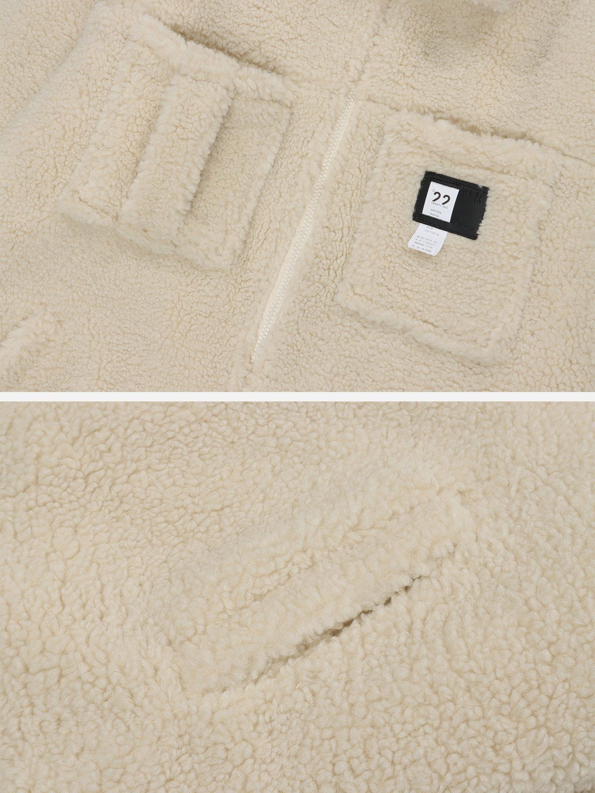 LUXENFY™ - Solid Color Multi-pocket Label Sherpa Winter Coat luxenfy.com