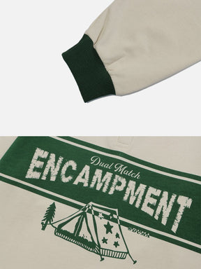 LUXENFY™ - Spliced Letters Polo Collar Sweatshirt luxenfy.com