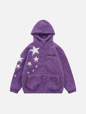 LUXENFY™ - Star Embroidery Sherpa Coat luxenfy.com
