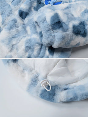 LUXENFY™ - Tie Dye Angel Bunny Label Sherpa Coat luxenfy.com
