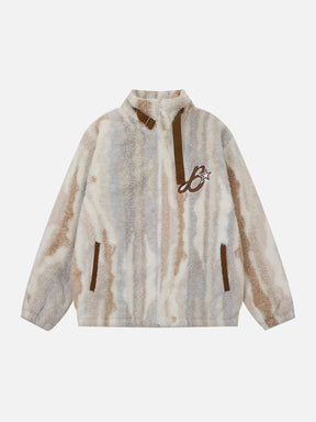 LUXENFY™ - Tie Dye Embroidered Letters Sherpa Coat luxenfy.com