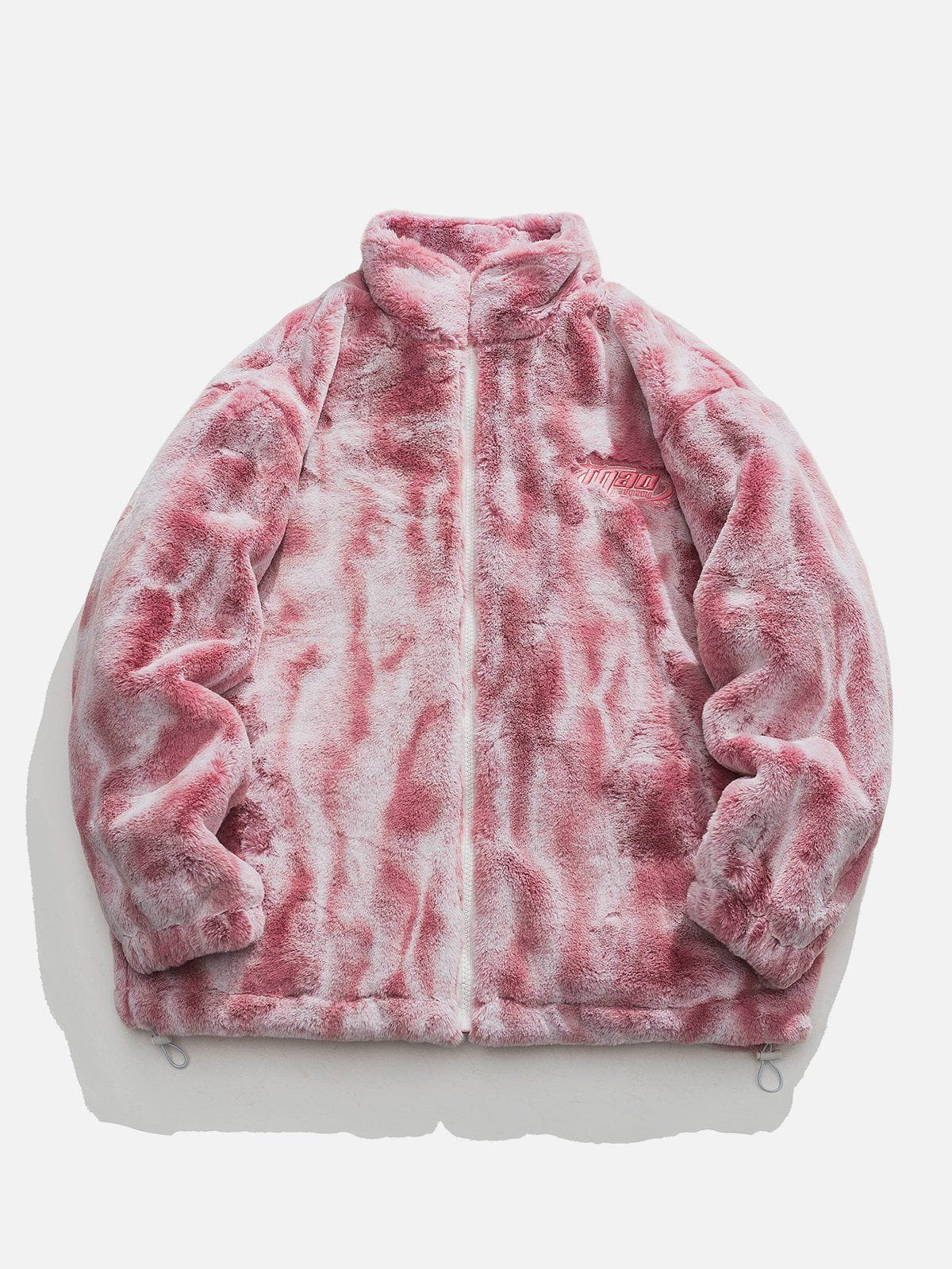 LUXENFY™ - Tie Dye Gradient Embroidered Plush Stand Collar Winter Coat luxenfy.com