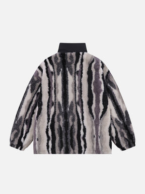 LUXENFY™ - Tie-dye Striped Patchwork Sherpa Coat luxenfy.com