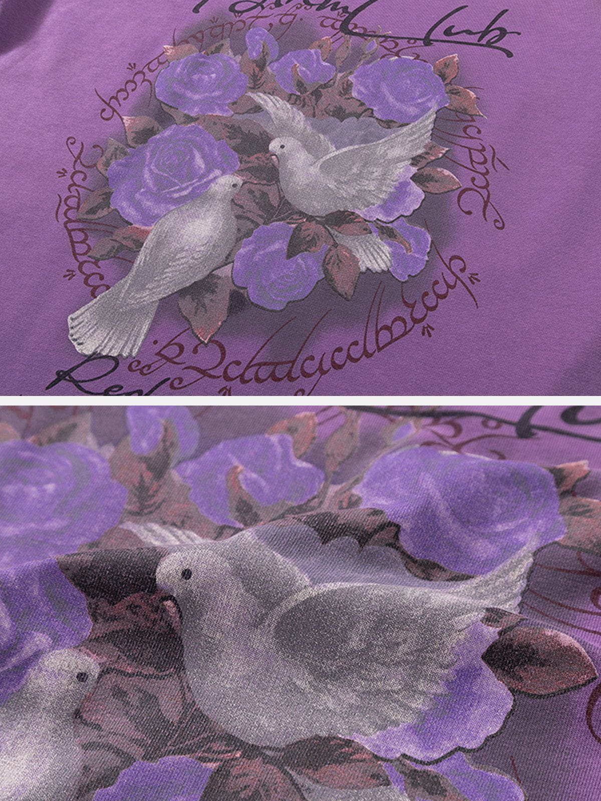 LUXENFY™ - Vintage Bird Rose Print Sweatshirt luxenfy.com