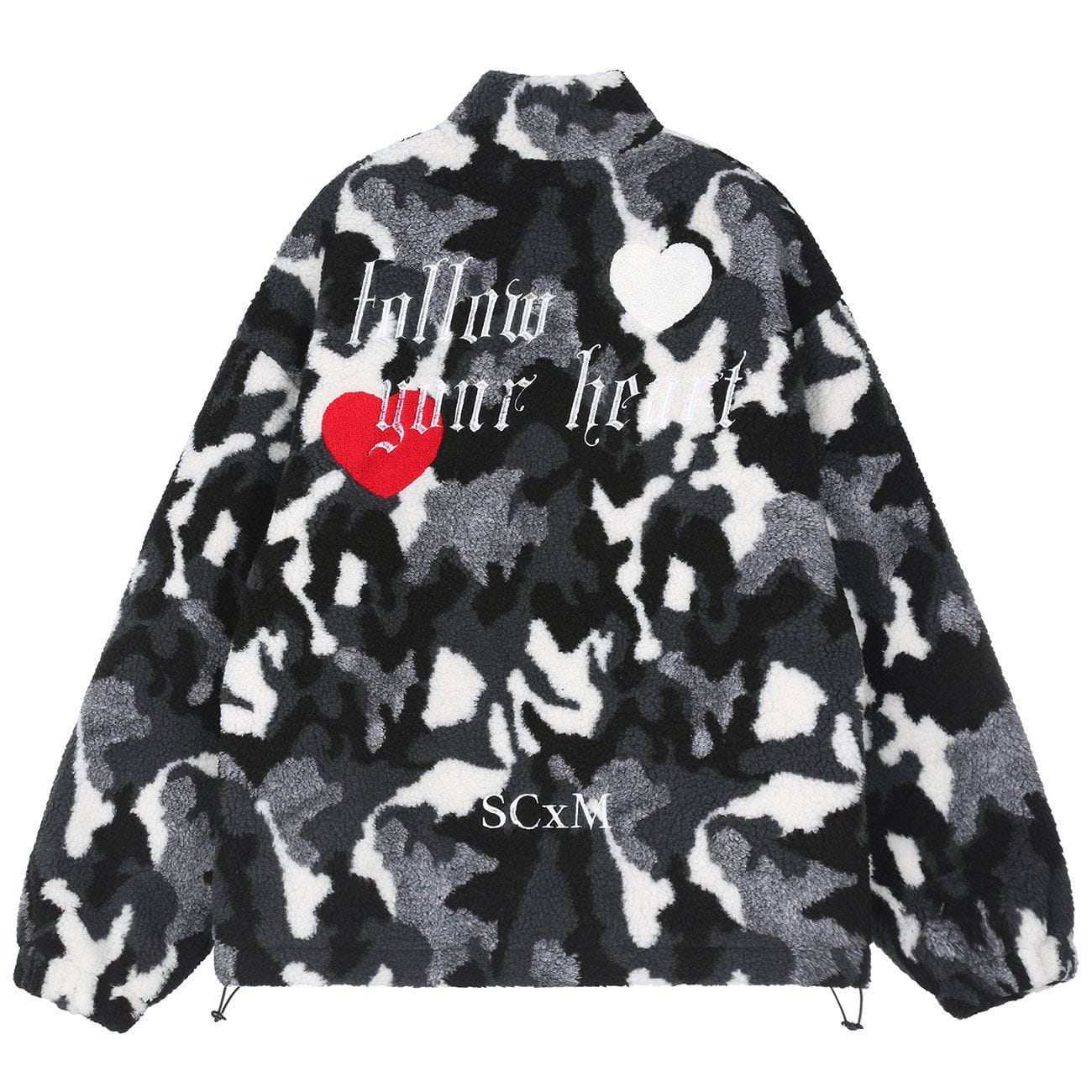LUXENFY™ - Vintage Camouflage Love Embroidery Sherpa Coat luxenfy.com