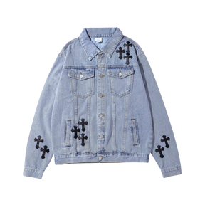 LUXENFY™ - Vintage Cross Denim Jacket luxenfy.com