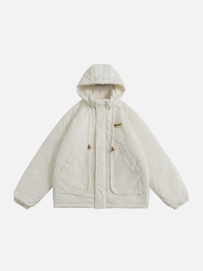 LUXENFY™ - Vintage Solid Color Corduroy Winter Hooded Coat luxenfy.com