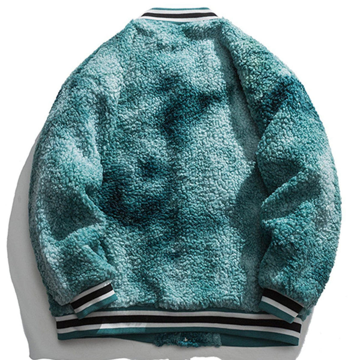 LUXENFY™ - Vintage Tie-dye Letters Embroidery Sherpa Jacket luxenfy.com
