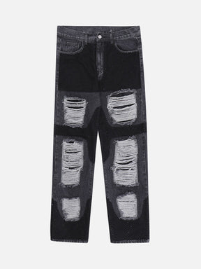 LUXENFY™ - Washed And Distressed Color-damaging Straight-leg Jeans luxenfy.com