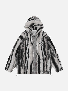 LUXENFY™ - Zebra Print Sherpa Hooded Winter Coat luxenfy.com