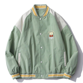 LUXENFY™ - Bear Embroidery Stitching Sleeve Baseball Uniform Jacket