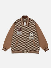LUXENFY™ - Stitching Color Plaid Varsity Jacket